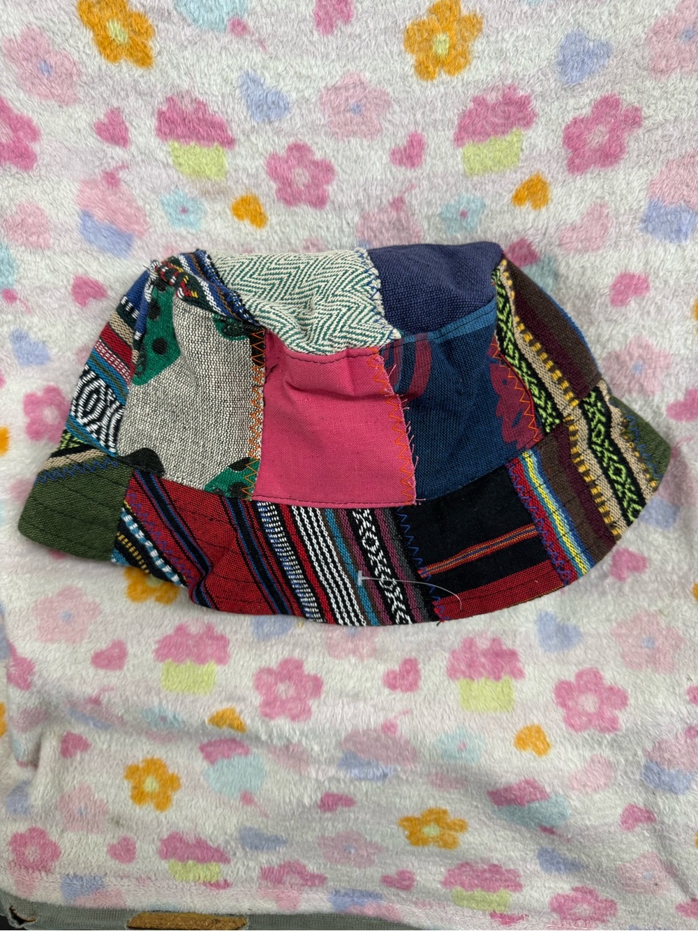 Multicolor Patchwork Cotton Bucket Hat - Women